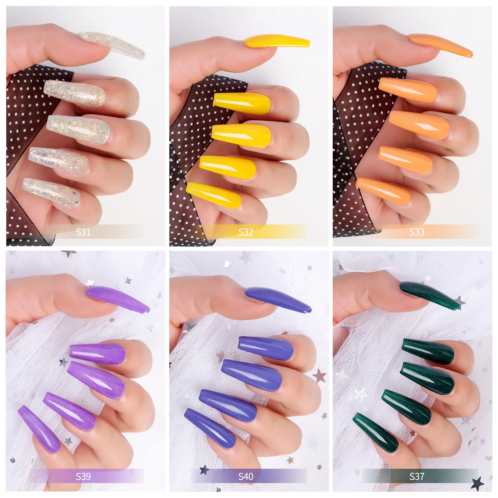 10g×12色ネイルパウダーディッピングセット、女性のネイルアートデザインに最適、自宅やサロンで