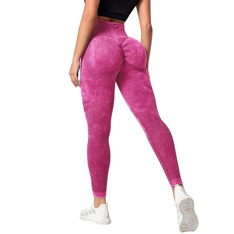 2024 Women Leggings Washing Yoga pants Bubble Butt Push Up Fitness Legging High Waist Scrunch Tight Gym Seamless Legging ﻿