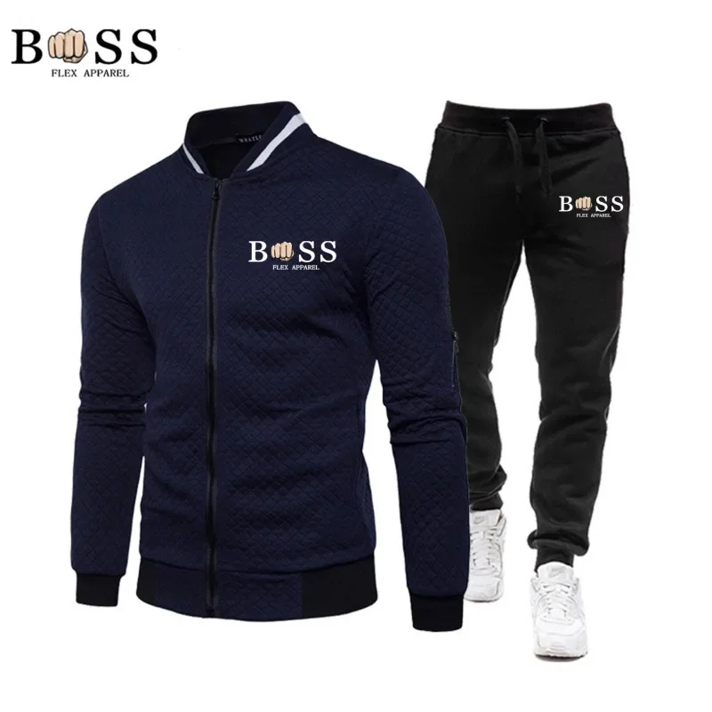 Heren Jas Broekpak Heren Sportkleding Bedrukt Casual Mode Top Katoenen Jas Pak Heren Jogging Pak