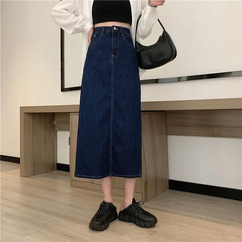 

Юбки женские винтажные, весенне-осенние, модные, в студенческом стиле, новые, джинсовые, универсальные, А-силуэт, повседневные, простые, однотонные, Faldas Mujer Harajuku