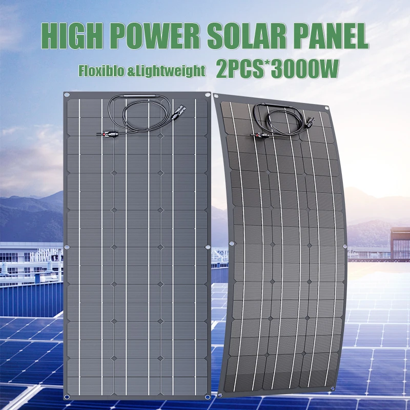 3000W High Efficiency Flexible Solar Panel Set With Solar Controller Full Accessories For Camper Yacht Home Outdoor Off-Grid Pow