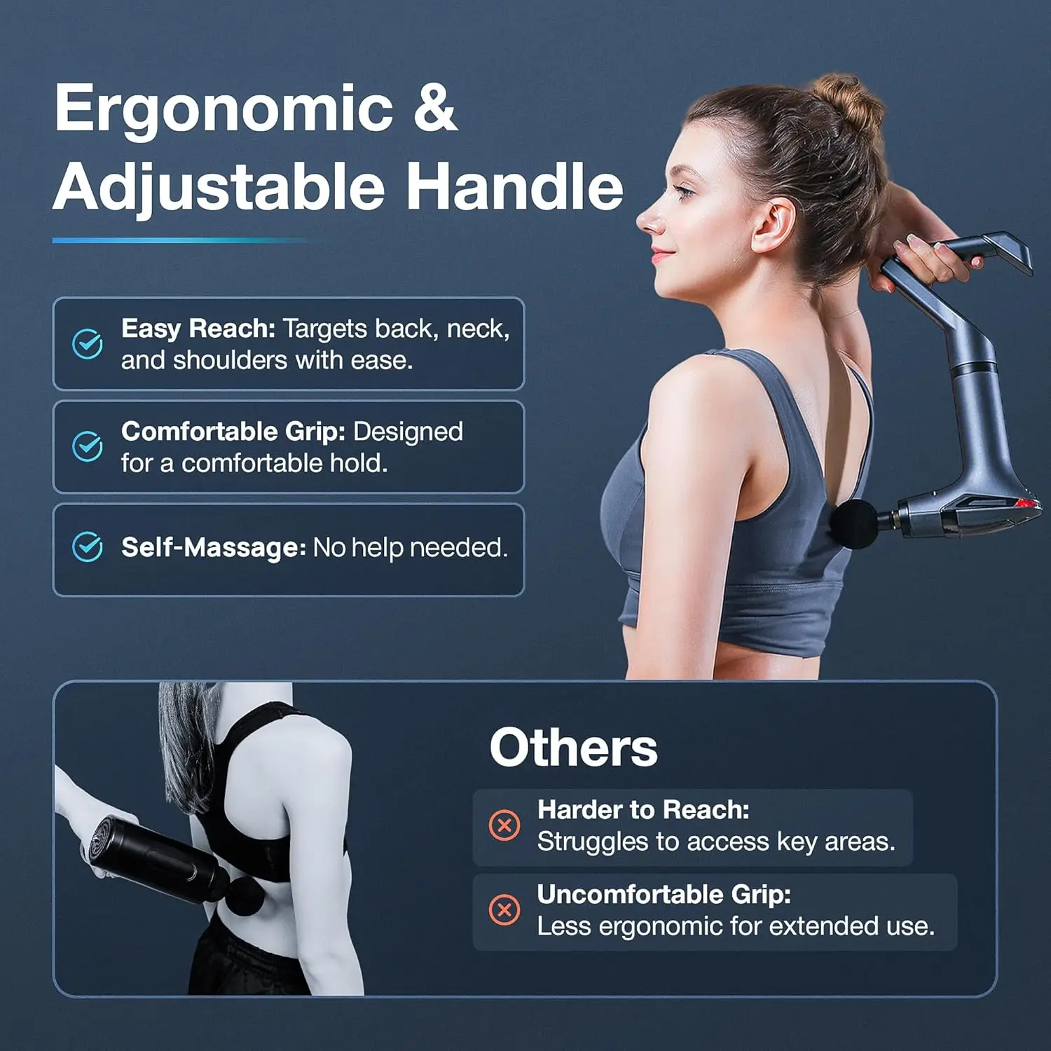

3-in-1 Massage Gun with 12 Speeds, 4 Heads, Extended Handle & Belt for Athletes, Gym Recovery & Back Pain Relief