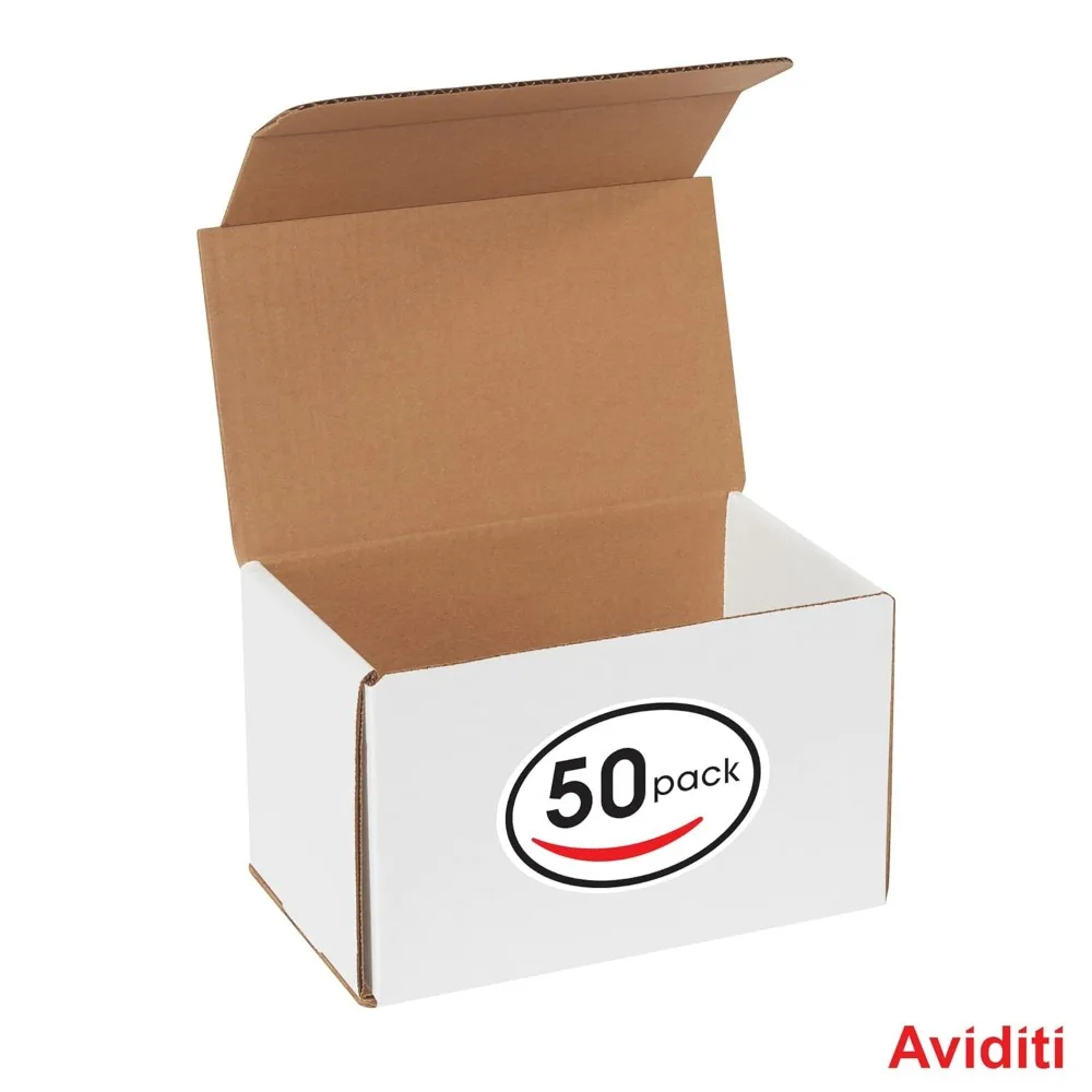 Kotak Pengiriman Karton Bergelombang Putih Anti Remuk 8x5x5, Paket 50, Ideal untuk Pengiriman, Penyimpanan, dan Pengemasan Aman