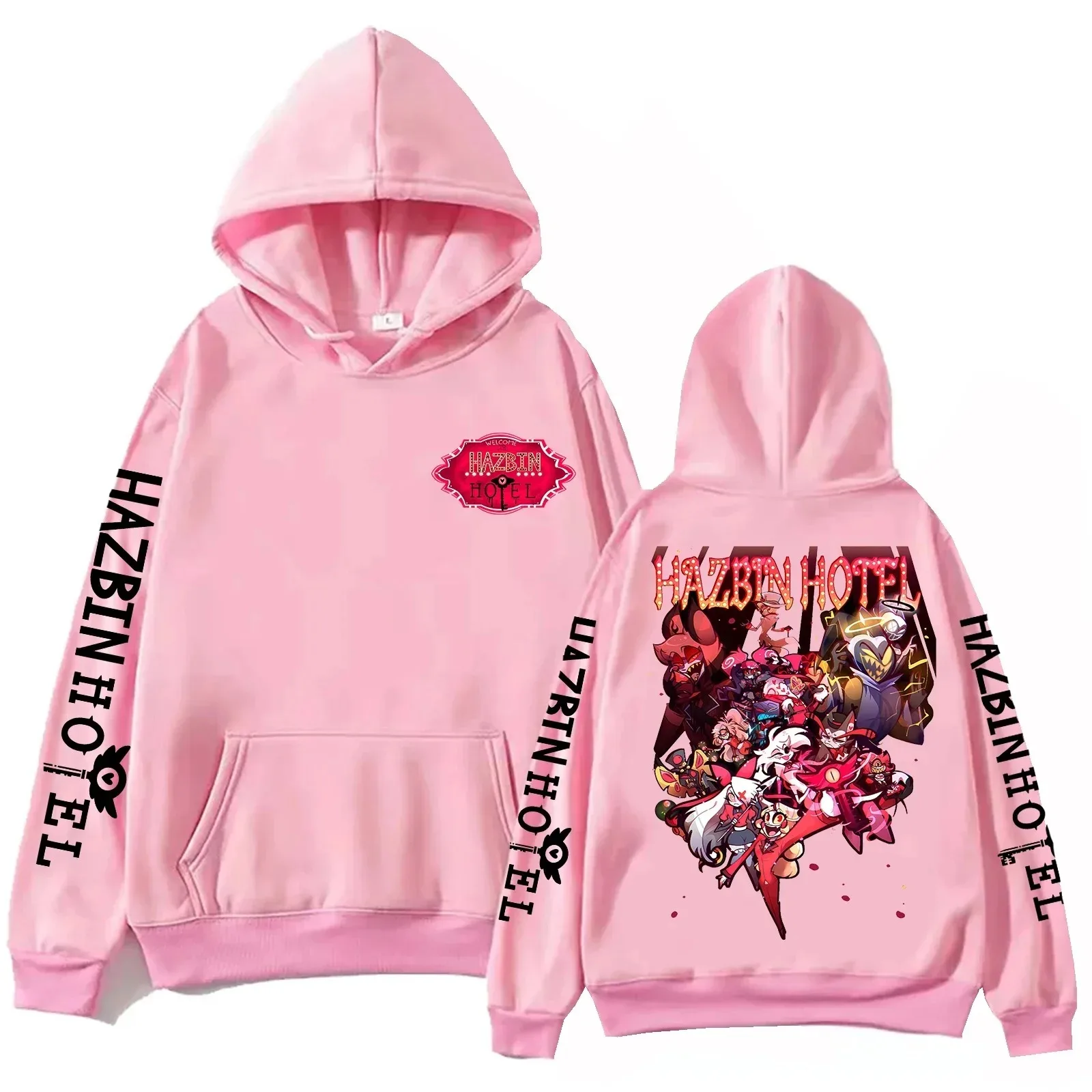 ホット漫画ハズビンホテルアラストールグラフィックプリントパーカー男性女性原宿パーカーユニセックスヴィンテージオーバーサイズカジュアルトレンディパーカー