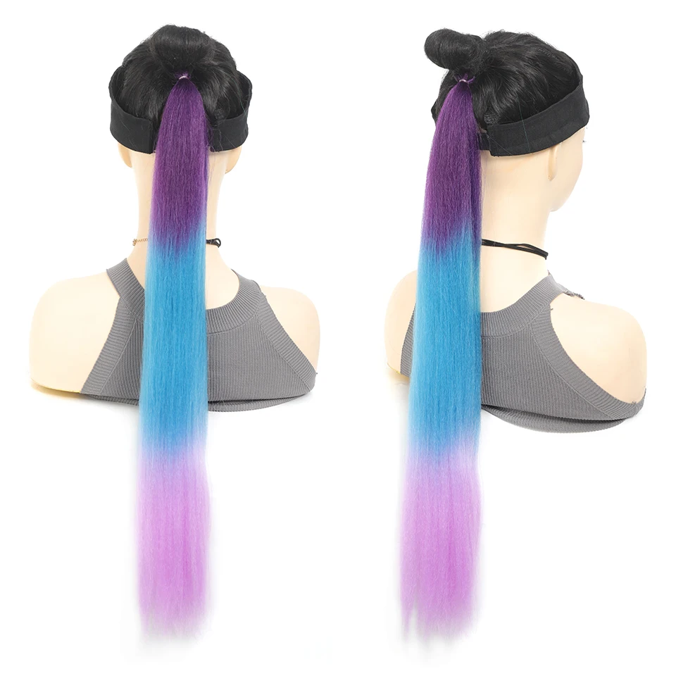 LUPU Coda di cavallo sintetica diritta con elastico in gomma intrecciata colorata estensioni dei capelli coda di cavallo per le donne ragazze festa