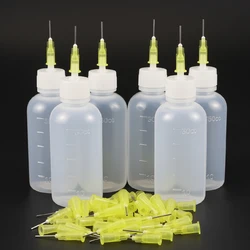 6pcs 50ml Transparent Glue Bottle Squeezable Applicator Plastic Liquid Bottle with 50pcs Dispensing Needle Suitable for Glue DIY