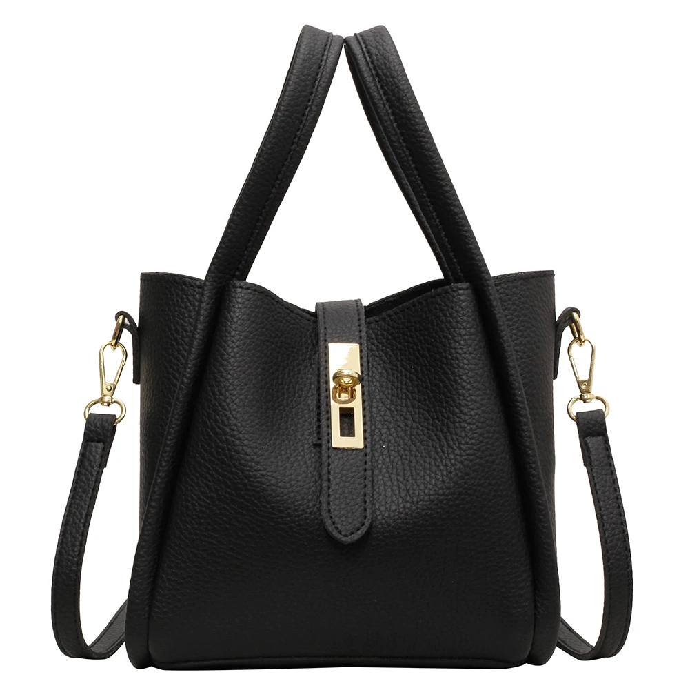 

Женская сумка через плечо с магнитной застежкой, сумка через плечо из искусственной кожи с внутренней сумкой, однотонная сумка для работы, путешествий