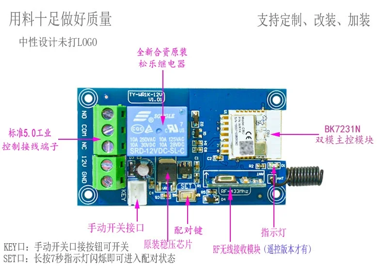 Tuya 1CH Smart Breaker Switch, Mobile Phone Wifi Remote Access Control Light with Motor Control WR1K-12V