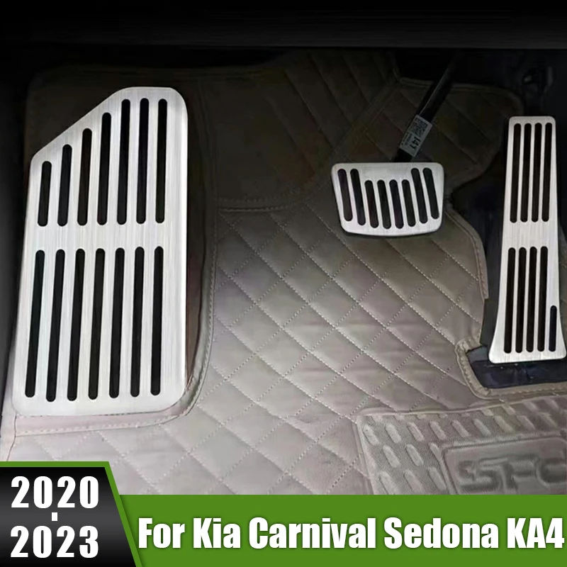 

For Kia Carnival Sedona KA4 2020 2021 2022 2023 Aluminum Car Accelerator Fuel Brake Pedal Cover Footrest Pads Case Accessories