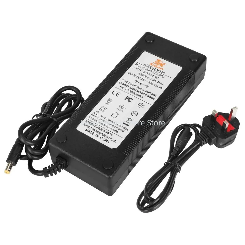 

Зарядное устройство 67.2V 2.0A DC2.1 для электросамоката Kukirin G4, адаптер стандарта ЕС/Великобритании/США, запасные части для зарядки электросамоката