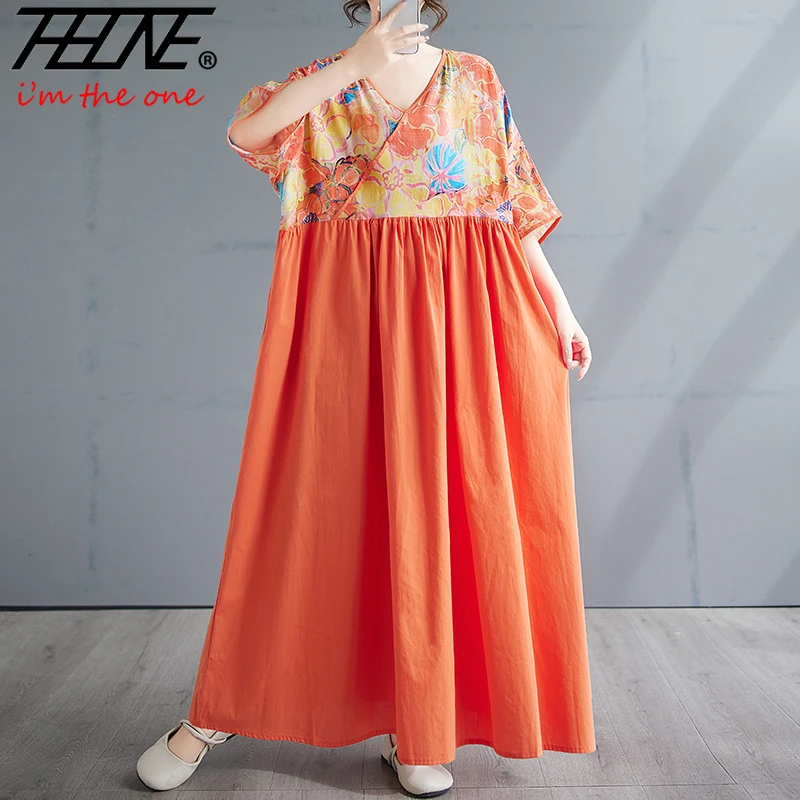 Vestido Feminino Abito estivo Donna 2025 Moda retrò Stampa floreale Beach Patchwork Boho Indiano Vintage Casual Maxi abiti lunghi