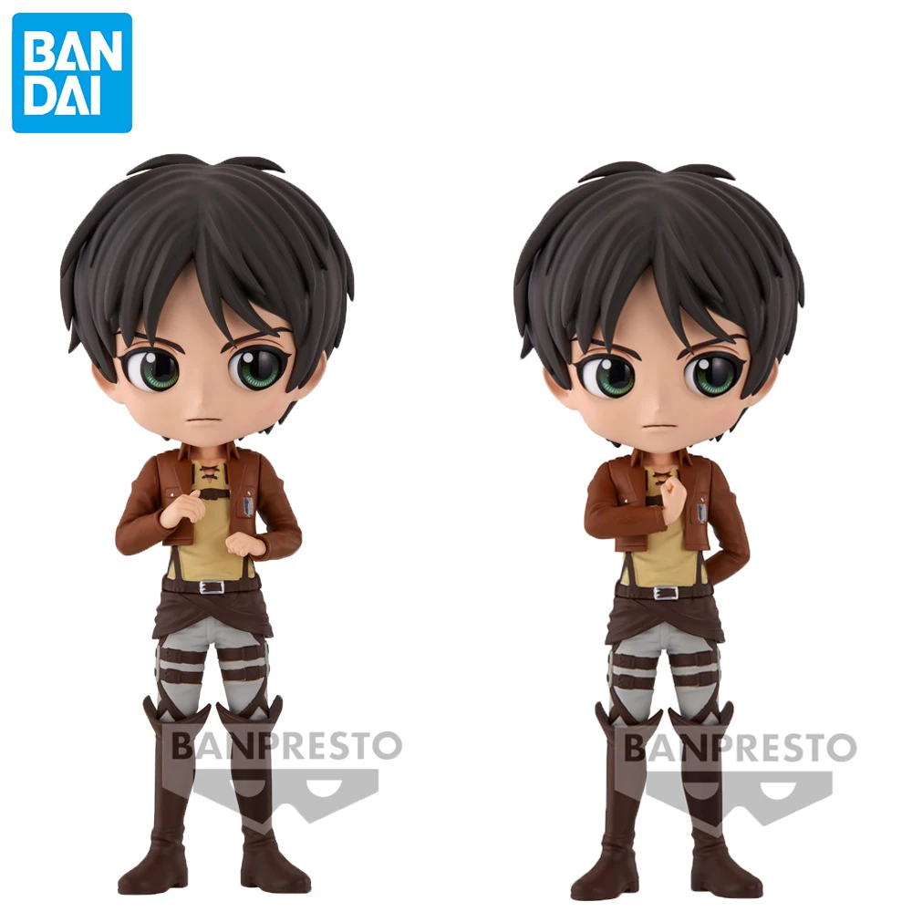 Original Banpresto Q Posket Attack On Titan Eren Yeager 140mm Desktop Ornaments Collectible Figure Anime Action Model Toy Gift