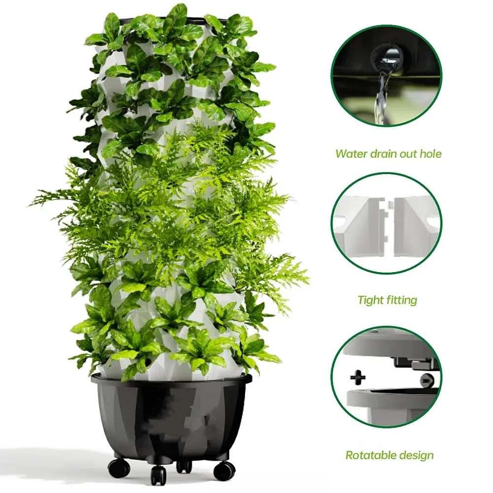 Vertical Hydroponic Tower, Pineapple Tower, Automatic Watering, ABS, 6, 8, 10, 12Layers