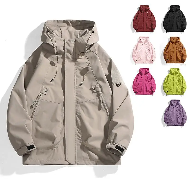 

ex Waterproof Outdoor Climbing Jaet Loose Fit Hooded Workwear Coat Spring Autumn Faion Brand Windproof Hiking Clothing
