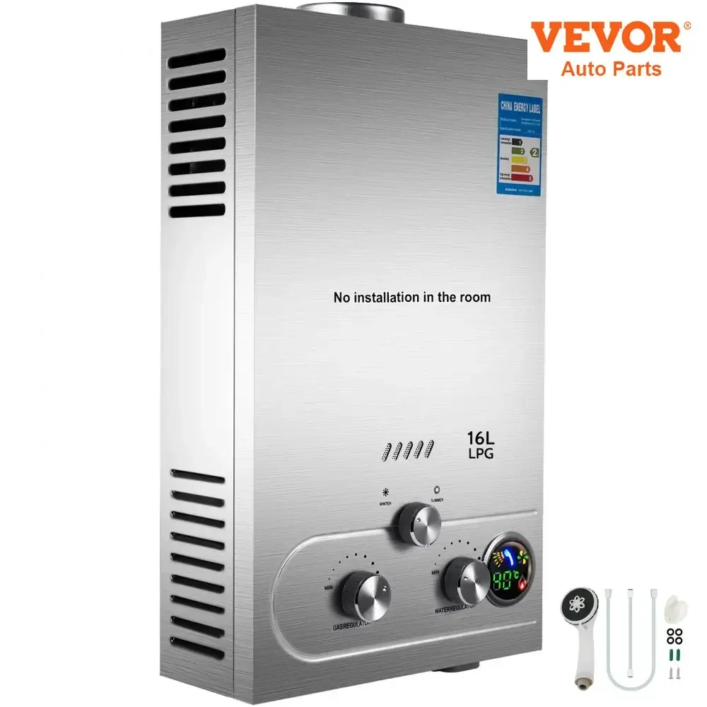 VEVOR Propane LPG Hot Water Heater Gas Stainless Steel Tankless  Propane Gas LPG Boiler Home Appliance 6L-18L Water Heater