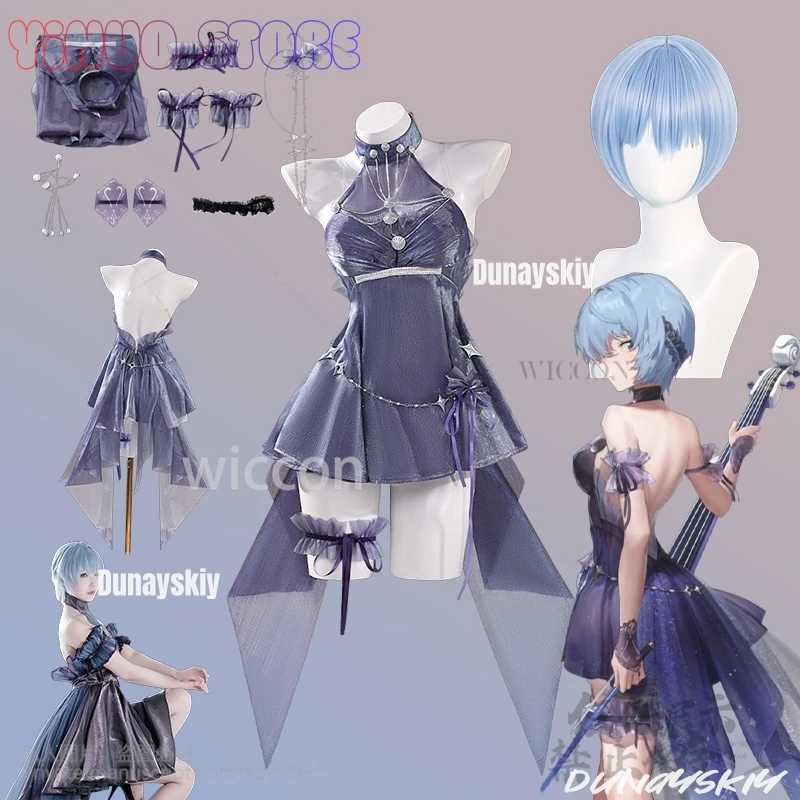 

Ayanamii Rei Cosplay Anime Game NIKKE：The Goddess Of Victory Costume Sexy Purple Y2K Dress Lolita Kawaii Wigs Cos Customized