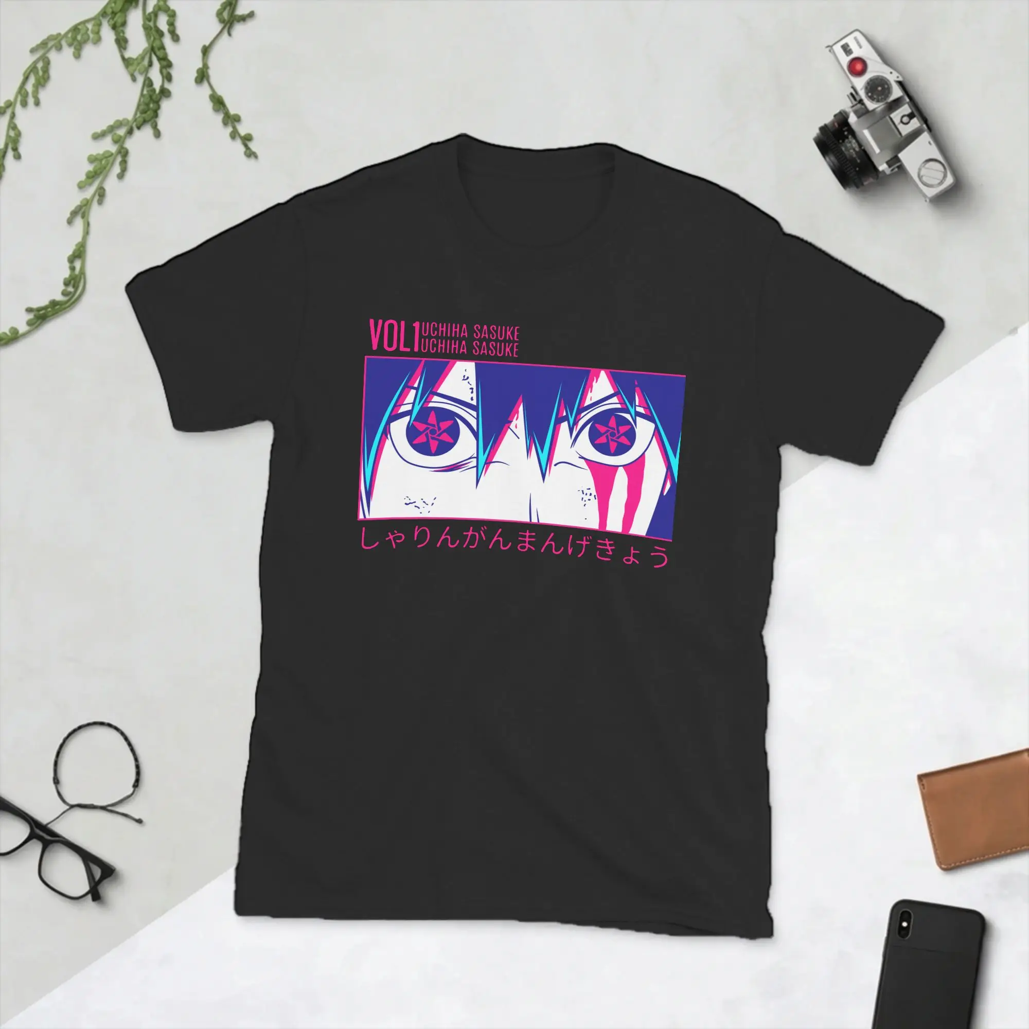 Men's T-Shirts Sasuke Mangekyou Sharingan Humor Pure Cotton Tees Short Sleeve Naruto T Shirts Crew Neck Clothes Original