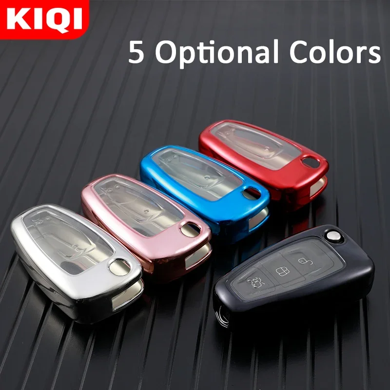 TPU Car Flip Key Case Cover Sehll for Ford Focus 2 3 MK3 ST RS Ecosport Kuga Escape Fiesta Fold C-Max S-Max Mondeo Protector