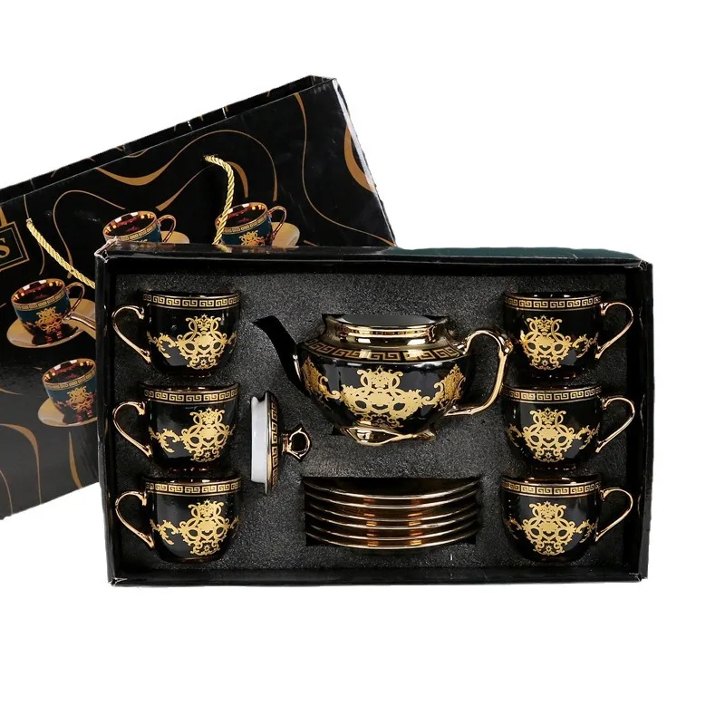 Cross-border Middle East Turkish Teapot Business Gift European-style Ceramic Tea Set  Suit Creative Coffee Cup Pot view 2
