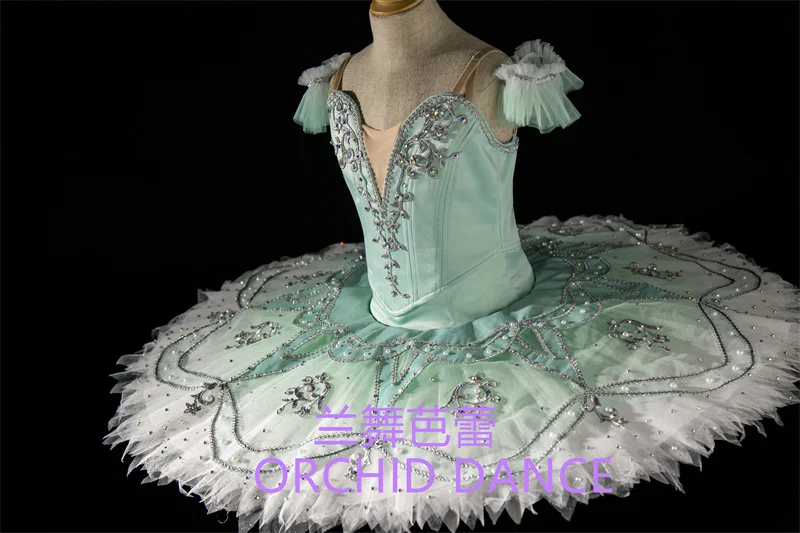 Professional High Quality Women Competition Performance Wear Girls Swan Lake Mint Green Ballet Tutu Costumes