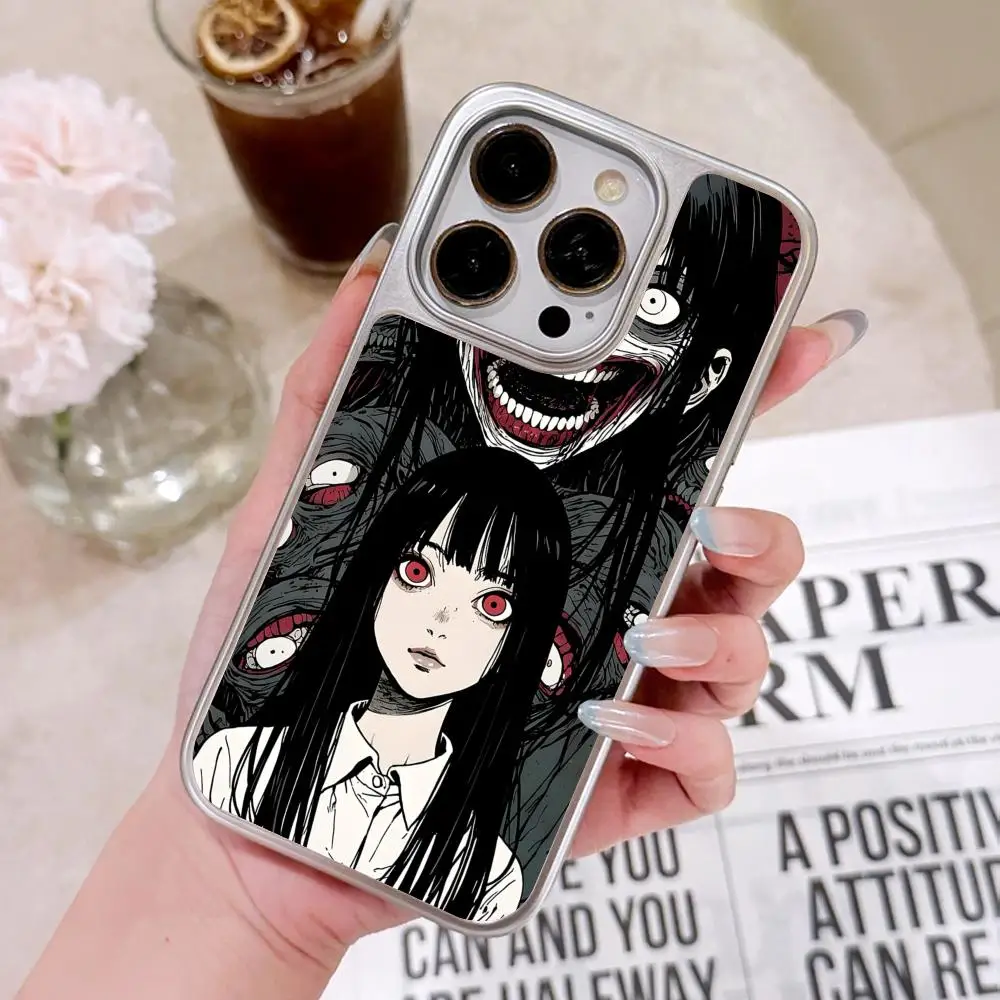 Coque de téléphone portable avec Art gothique de terreur, étui de luxe coloré plaqué argent pour iPhone 17 16 15 14 13 12 11 Air Pro Max Plus