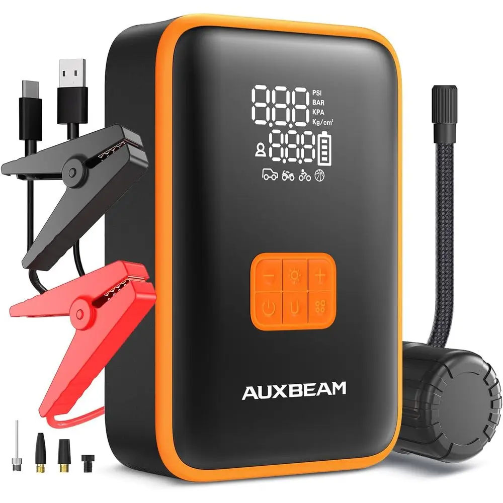 

Portable 3500A Jump Starter for Gas/4.0L Engines with Air Compressor & 3 LED Flashlight