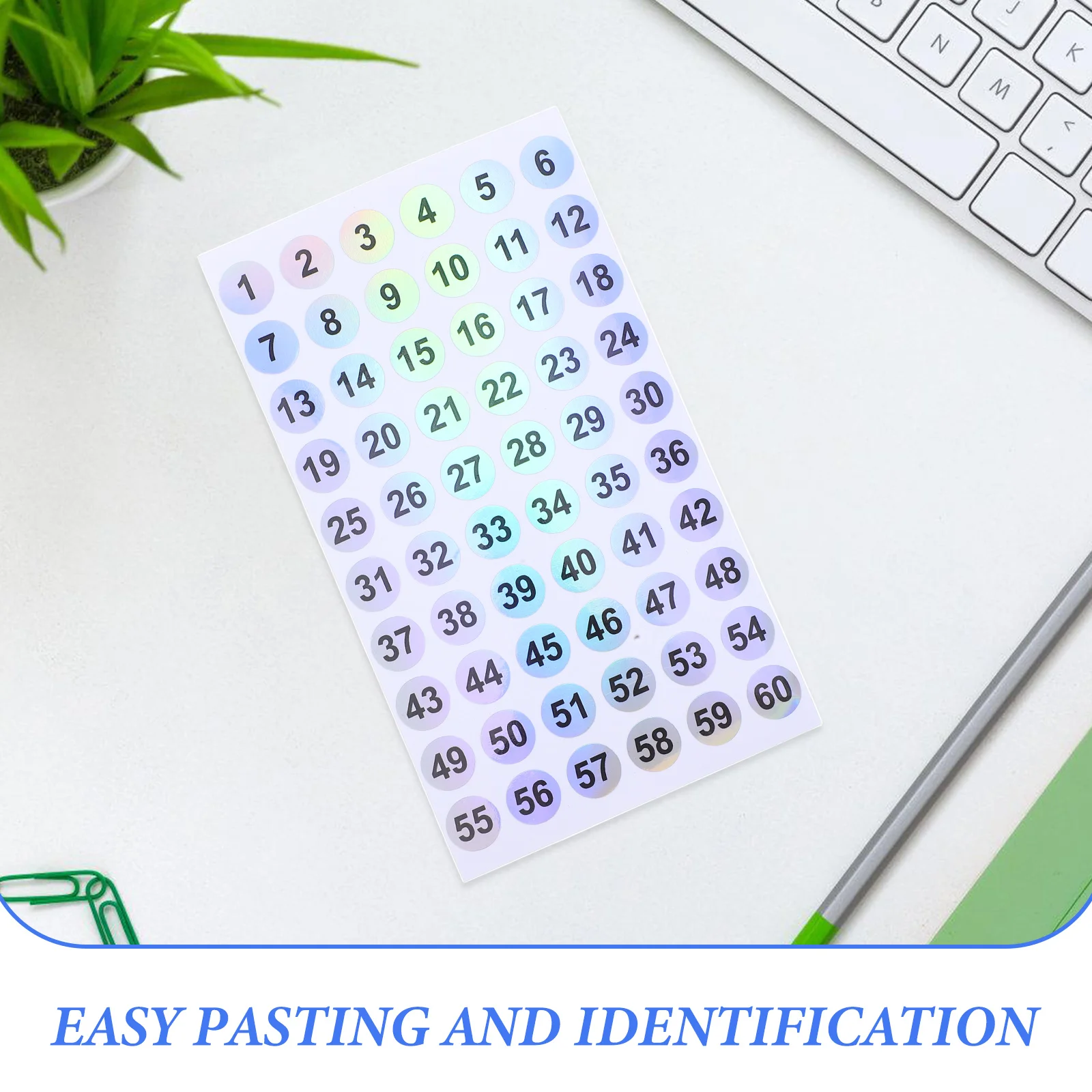 Picture 6: 50Pcs Sequential Number Stickers Round 01-60 Waterproof Easy Identification Labels for Time Clock Inventory Organization Number