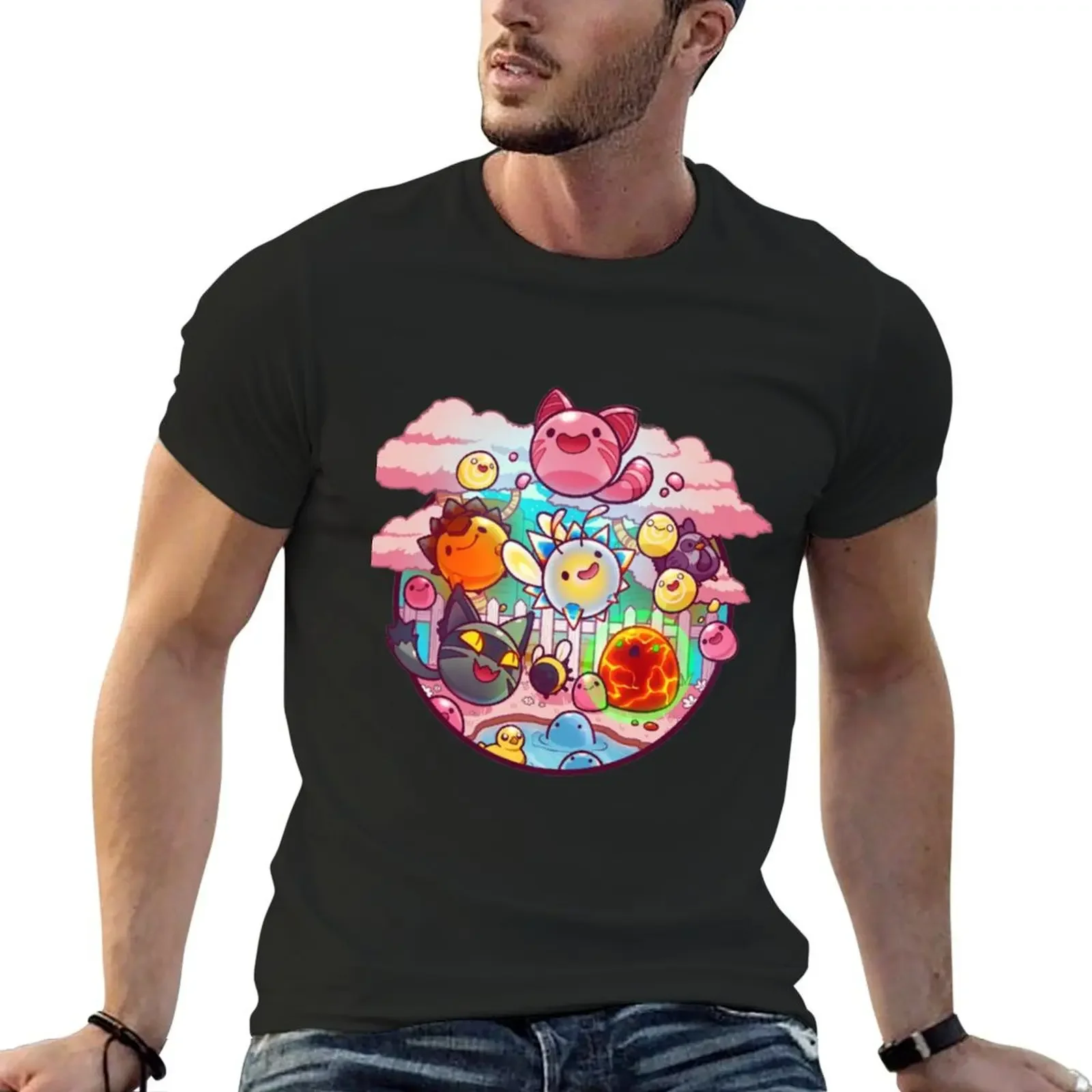 slime rancher T-Shirt anime vintage graphic tee plain black t shirts men