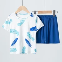 Summer CHILDREN'S Clothing Short Sleeve Shorts 2-piece Suit for Boys and Girls Comfortable Wild Blue Elephant Suit. 5