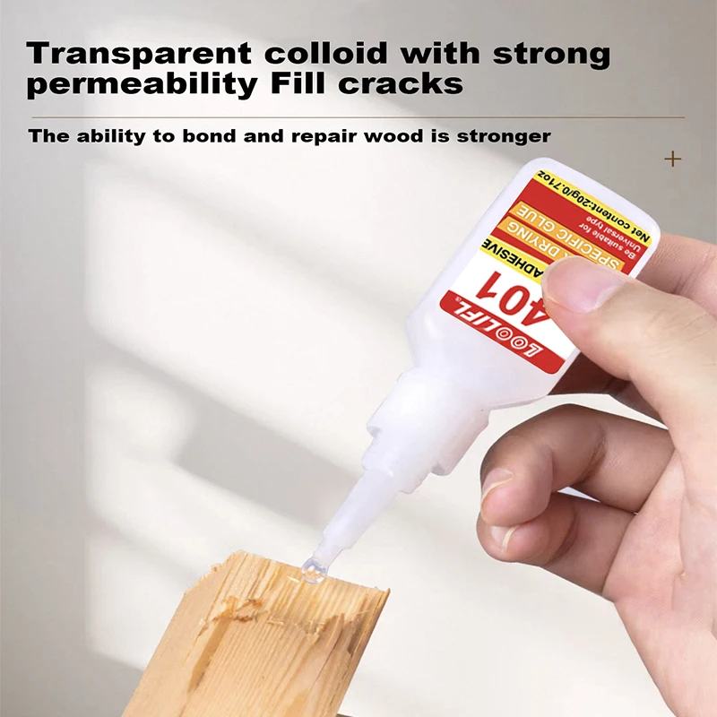 Nowy klej New401 do drewna i majsterkowania, szybkoschnący, odpowiedni do naprawy mebli, produkcji wyrobów z drewna i dekoracji wnętrz, 20g