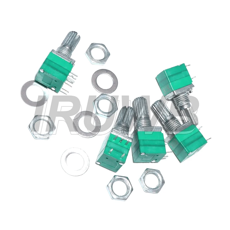 5pcs 15mm amplifier sealing Potentiometer RV097NS 5PIN shaft 5K 10K 20K 50K 100K 500K B5K with a switch audio