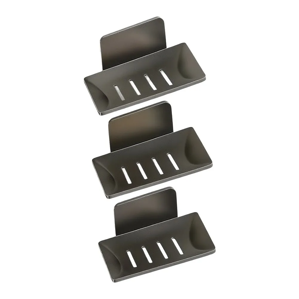 Wall Mount Soap Dish Set 3 pcs for gunmetal Gray 12x8.5x4cm Space Aluminum for Bathroom Kitchen No Drilling Required