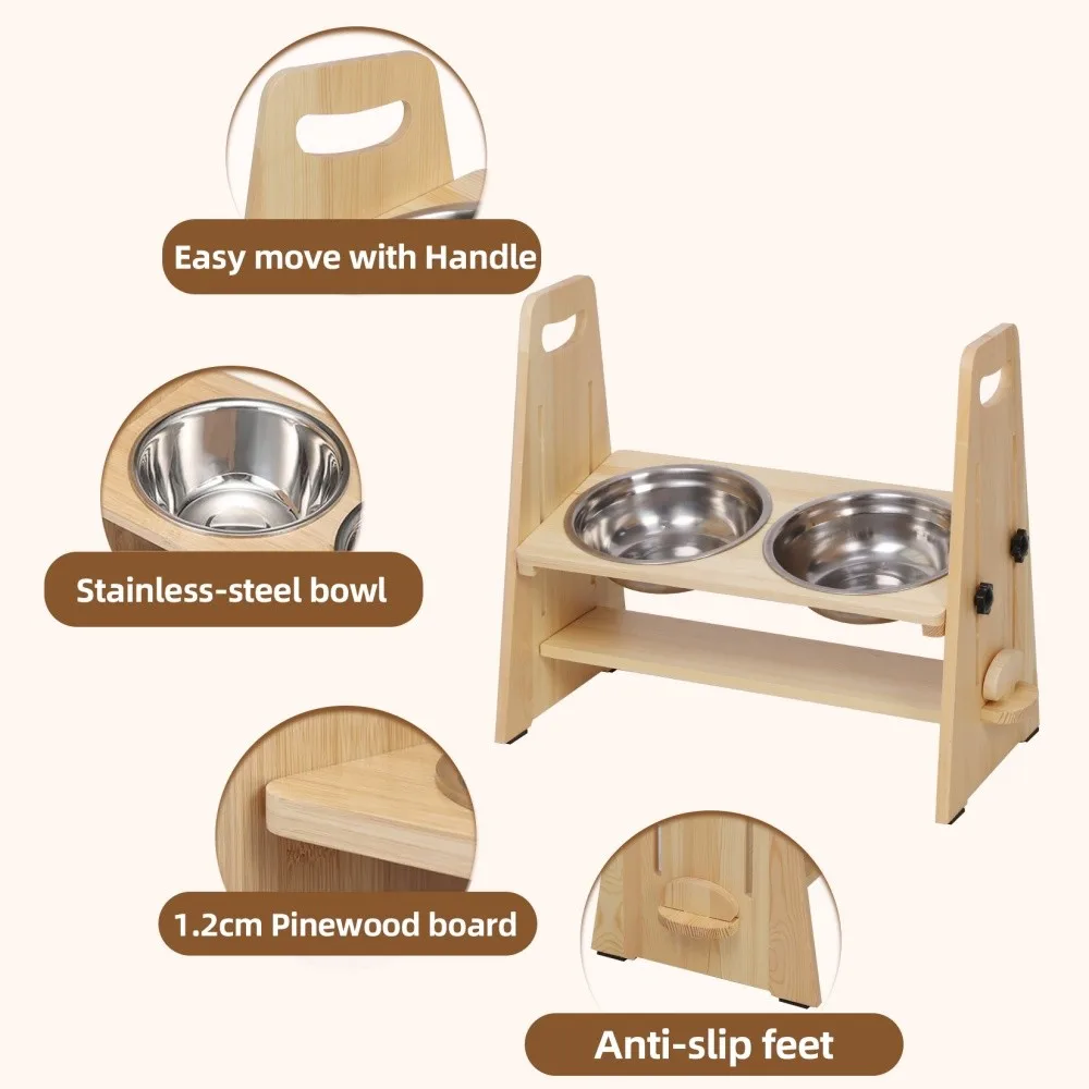 Height Adjustable Elevated Dog Bowls Tall Raised Feeder Stand Dog Food Water Bowl Feeder Station for Large Medium Small Dogs view 7
