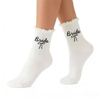 1Pair Bride Bridesmaid White Wedding Short Socks Wedding Party Wear Bridal Shower Bachelorette Gift Bridesmaid Accessory Socks