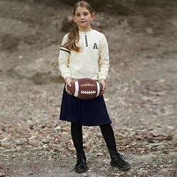 Boy and girls sweater shirt outfit front zipper long sleeves girls clothes letter A children's sweater shirt family children set