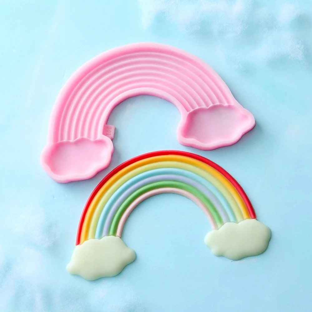 

3d Different Rainbow Silicone Molds Stars Moon Clouds Fondant Candy Chocolate Mould Cartoon Birthday Cake Decoration Accessories