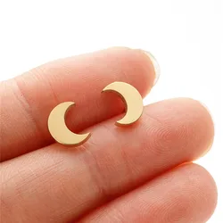 Simple Stainless Steel Moon Earrings Small Crescent Ear Studs for Women Girls Birthday Jewelry Best Friends Gift