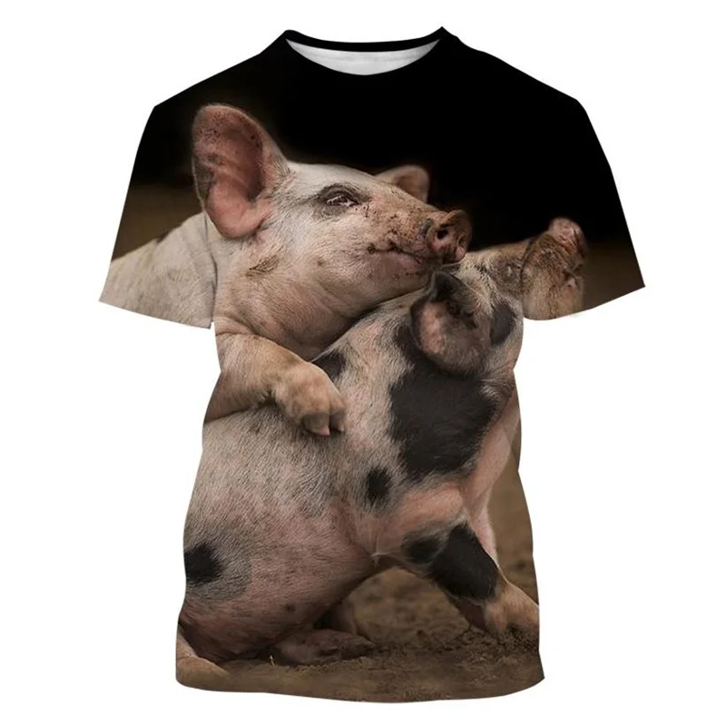 Funny Pig 3d Print T Shirt Men Women Summer Short-sleeved Animal Piggy Pattern Oversized Short Sleeves Round Neck T-shirt Tops