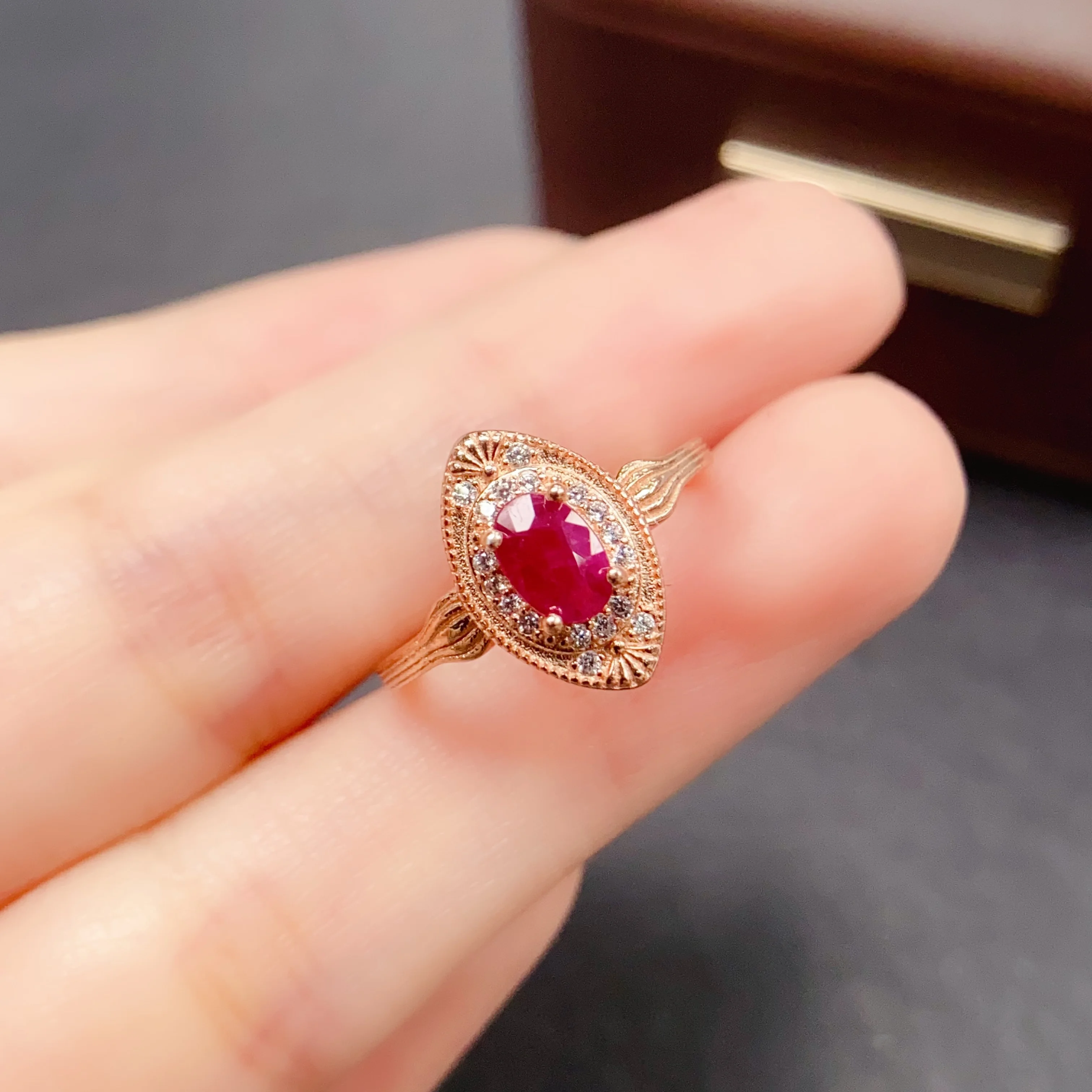 Natural 5*7mm Ruby Inlay S925 Sterling Silver Ring for Women With Certificate Fine Fashion Charm Weddings Jewelry FS