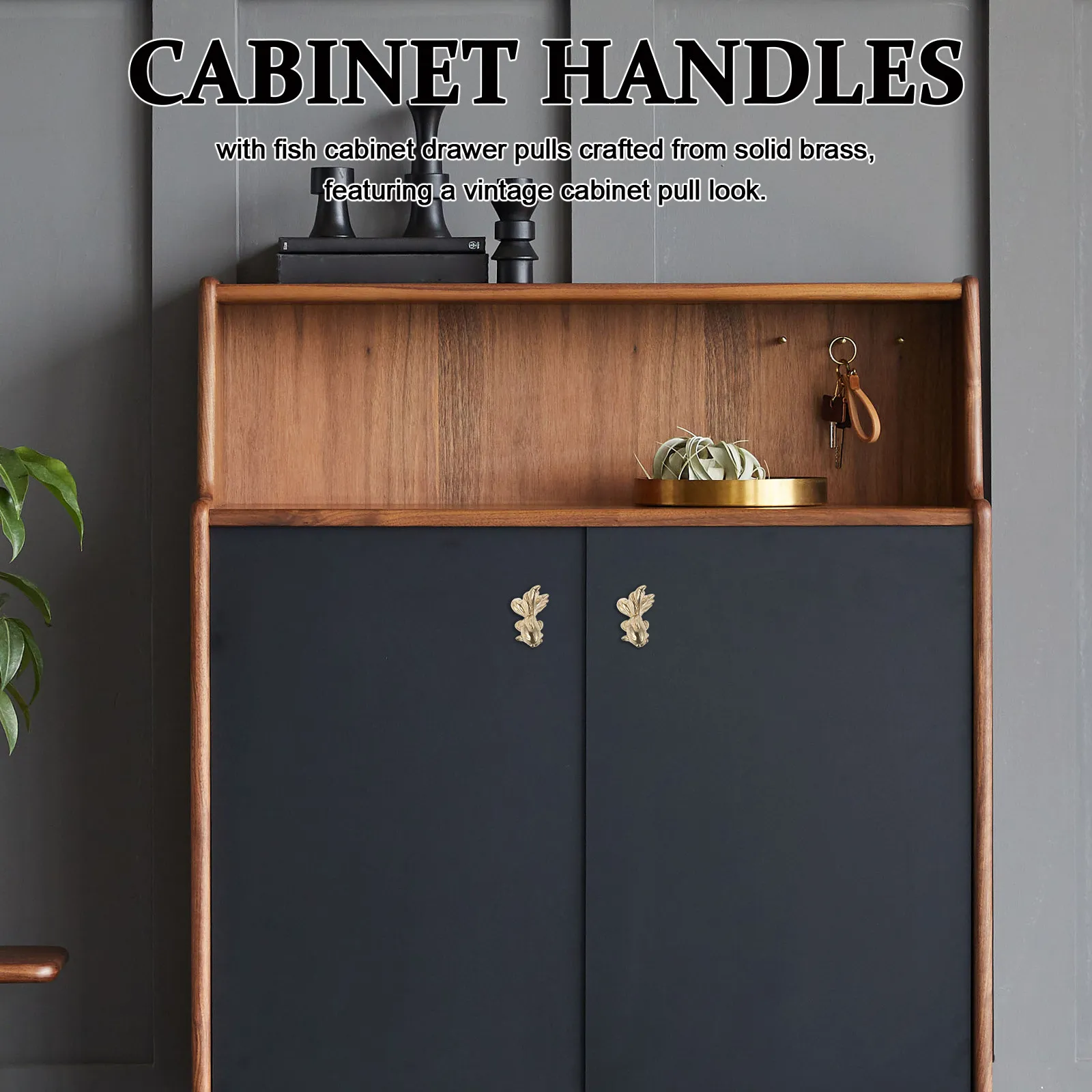 

2Pcs Brass Fish Cabinet Drawer Pulls Vintage Goldfish Handles for Dresser Drawer Animal Decorative Furniture Hardware