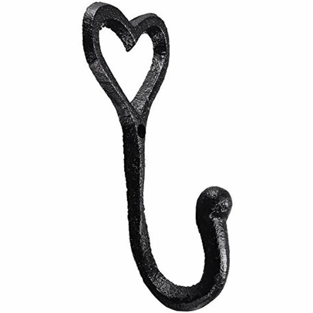 1pc/4pc Iron Decorative Vintage Hat Bedroom Home Wall Mounted Holder Black Hanger Heart Shape Coat Storage Hook Door