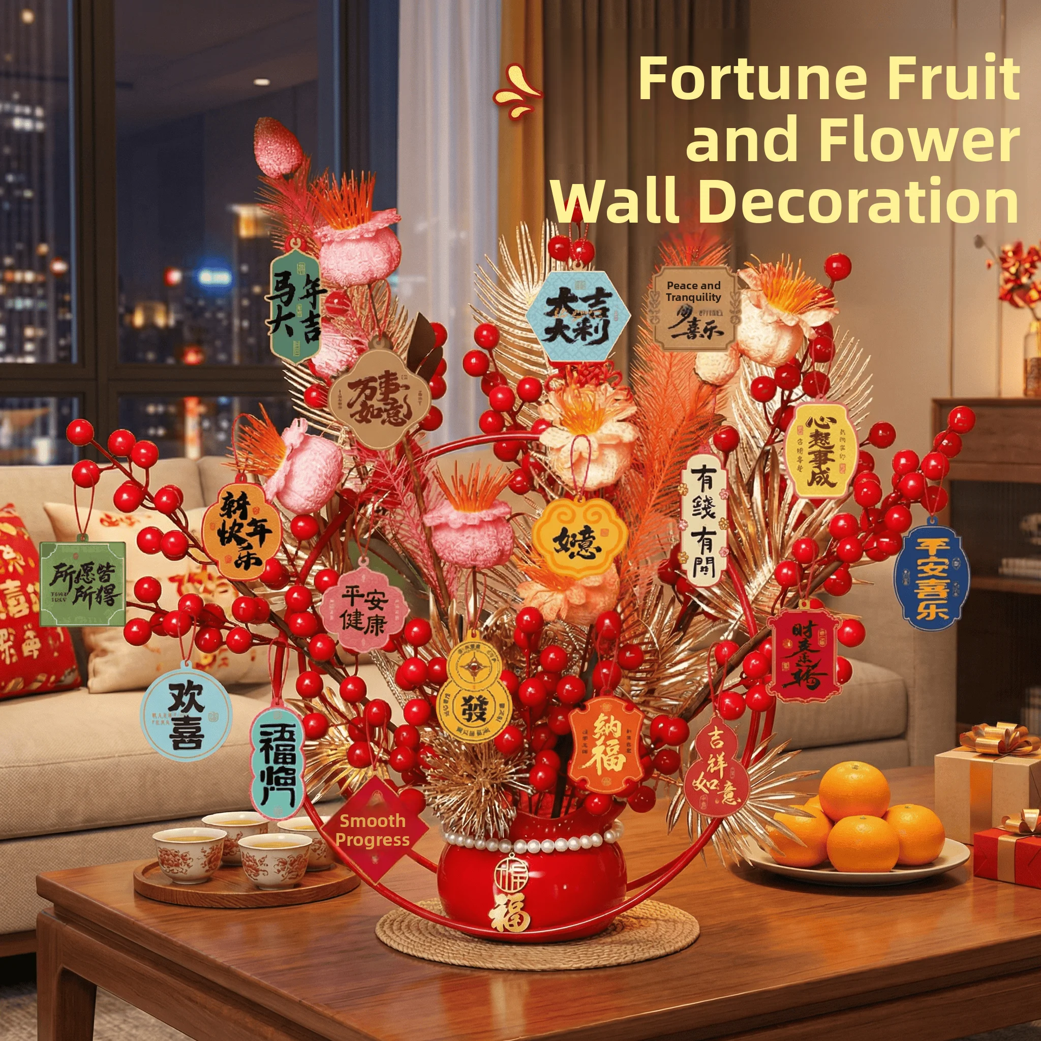 

Красное новогоднее украшение: ведро удачи, праздничный декор для входной зоны и гостиной, китайский Новый год