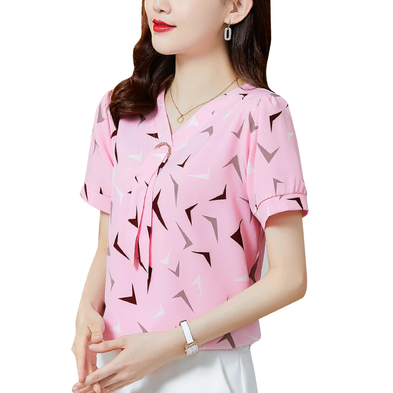 

Chiffon Shirts for Women Clothing 2022 Summer New French Style Tops and Blouse Women Flower Bottom Shirts Blusas 3XL 4XL 2856