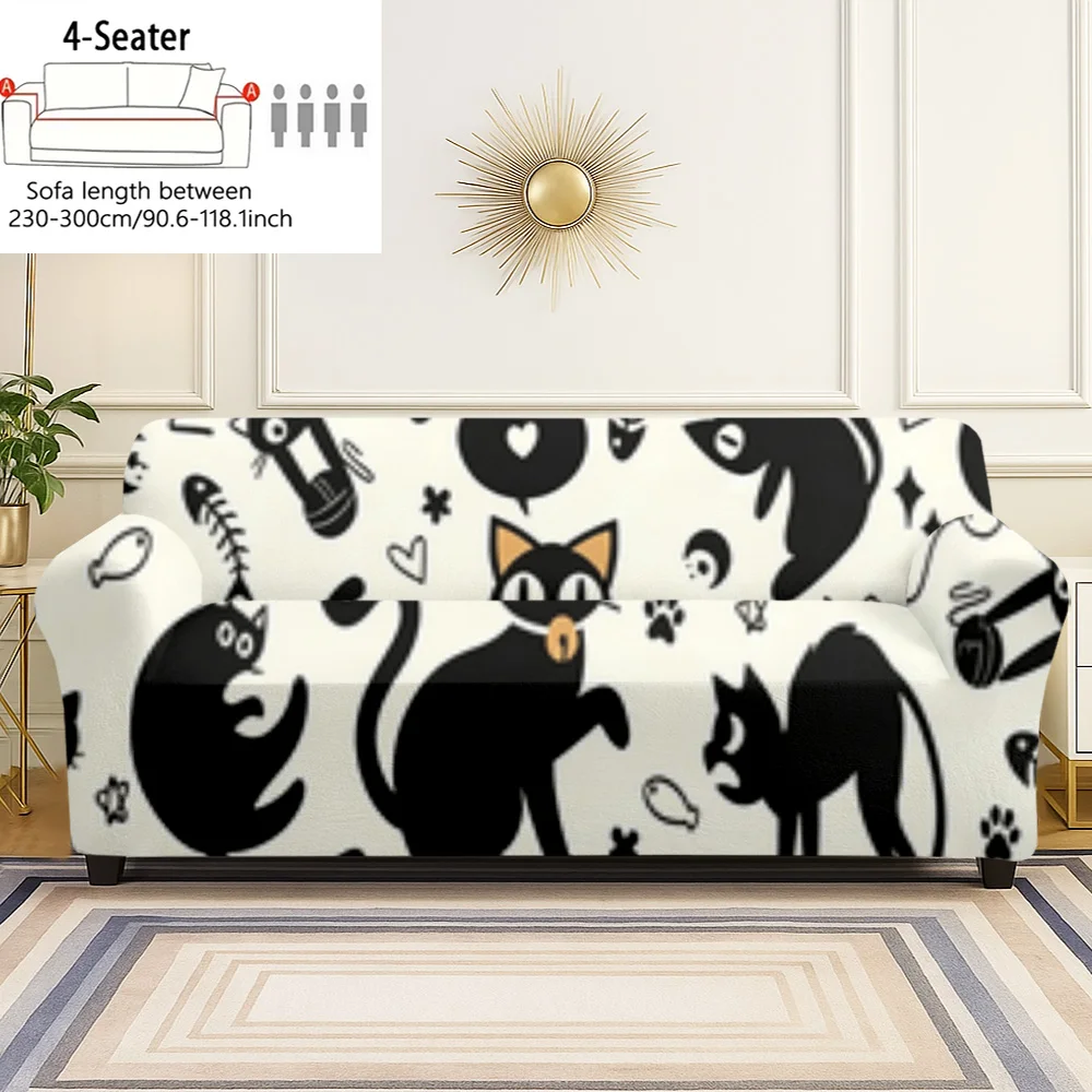 Green LeopardSofa Dustproof Cover,WhiteGreen Check Easy WashSofa Protector,Cartoon BlackCat Stretch Washable Easy Care SofaCover