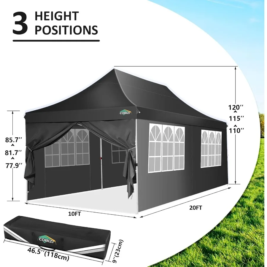 مظلة منبثقة 10 × 20 مع 6 جدران جانبية مخروطية للحفلات للأحداث الخارجية للاستخدام التجاري ارتفاع قابل للتعديل من 8.5 قدم إلى 10.5 قدم #6