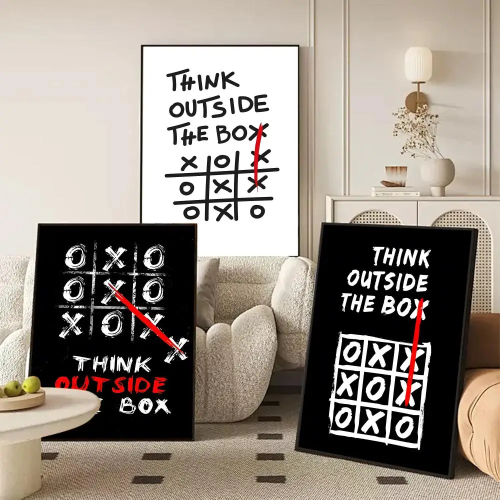 Think outside the box Poster Waterproof Self-Stick Wall Art Stickers, Removable Wall Decor for Living Room and Bedroom
