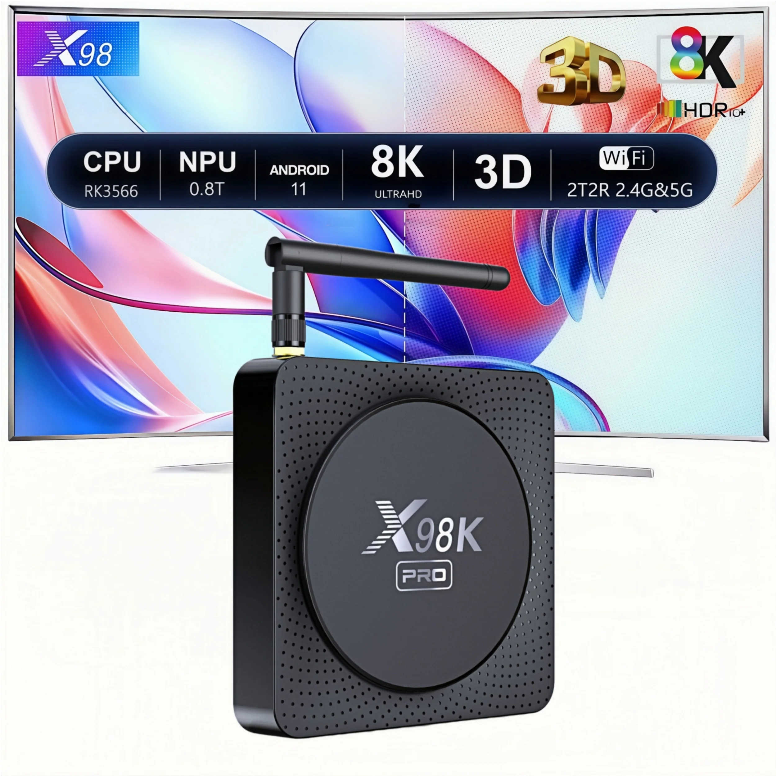X98K PRO Android 11 TV Box RK3566 Quad Core 4GB RAM 32GB ROM WiFi 2T2R 8K 3D Reproductor Multimedia Inteligente USB3.0 Set Top Box