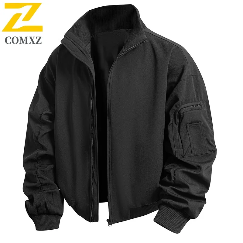 

COMXZ Мужская куртка с воротником-стойкой, ветрозащитное пальто для альпинизма, американская мода, удобное легкое осеннее пальто