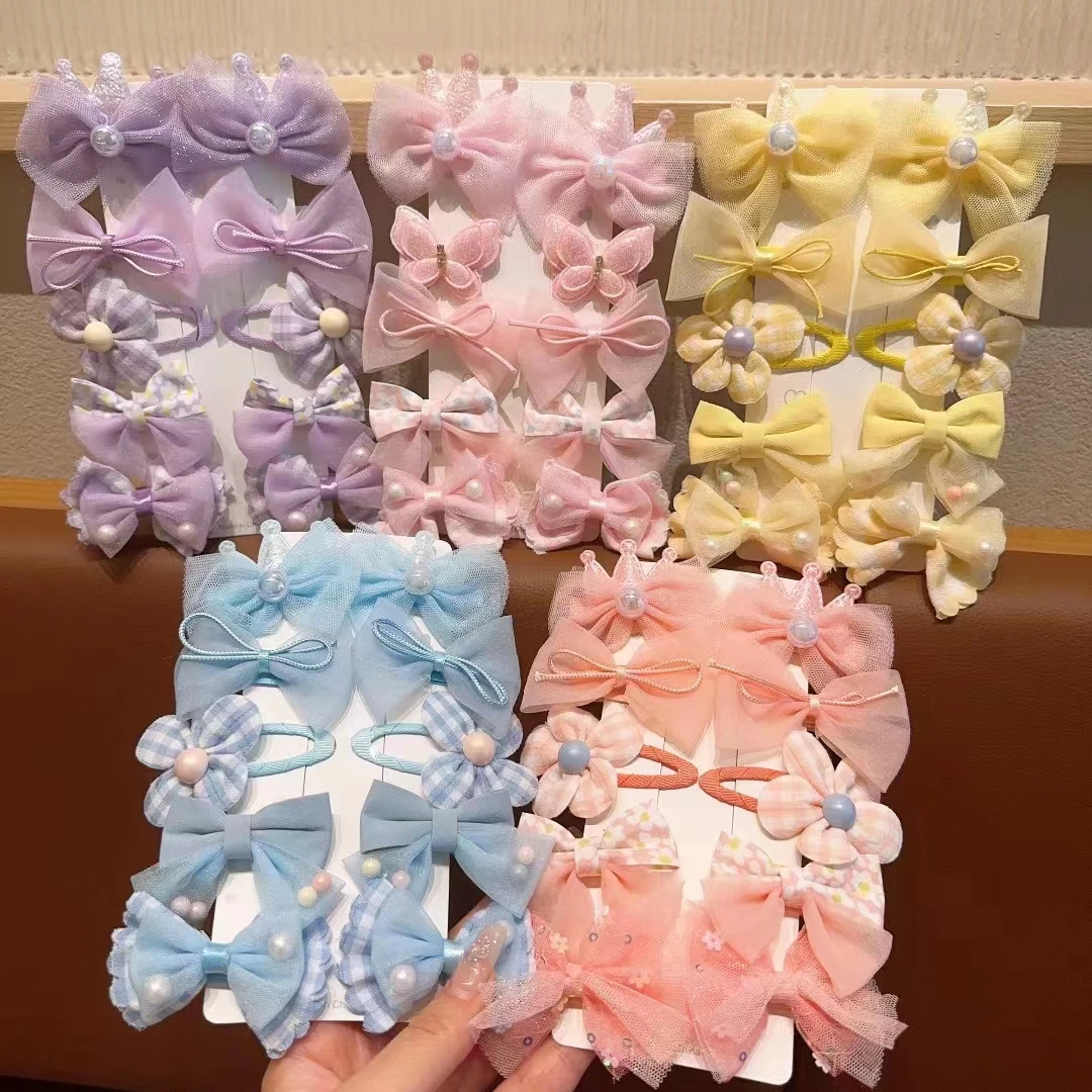 【 10-Piece Set 】 Fashion Cute Bows Flowers Clips For Girls Baby Hair Accessories Sets Children's Sweets Pinches Hairpin