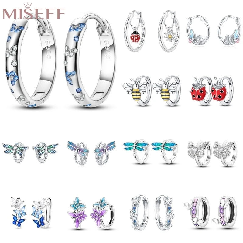

MISEFF, Лидер продаж, стерлинговое серебро 925, серия насекомых, двойные серьги-кольца, циркон, оригинальные подвески, изысканные подарки своими руками, изготовление ювелирных изделий